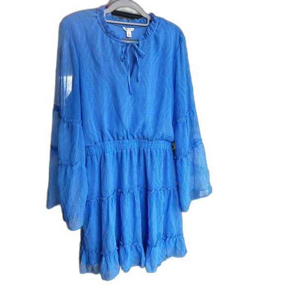 Cato Blue Tiered Long Sleeve Ruffle Cocktail Dress – Size Large - Picture 1 of 6